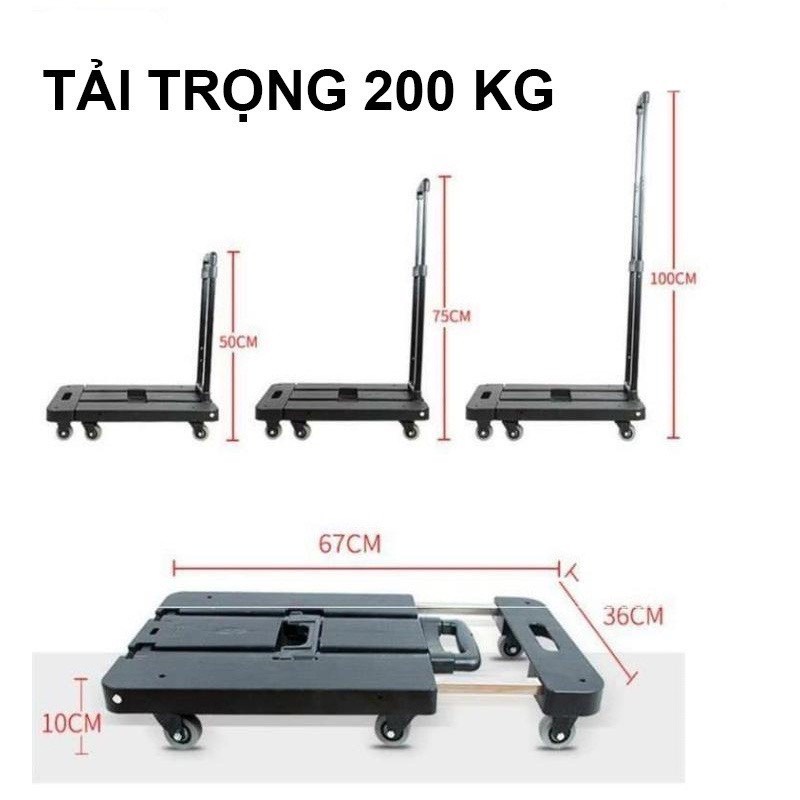 Xe đẩy hàng, xe kéo hàng gấp gọn - tải trọng 200kg - Hàng chính hãng có ship HỎA TỐC tại Hà Nội