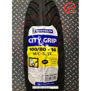 VỎ LỐP XE MICHELIN SIZE 100.80-14 CITY GRIP MC TL/TT CHÍNH HÃNG CHO XE MÁY