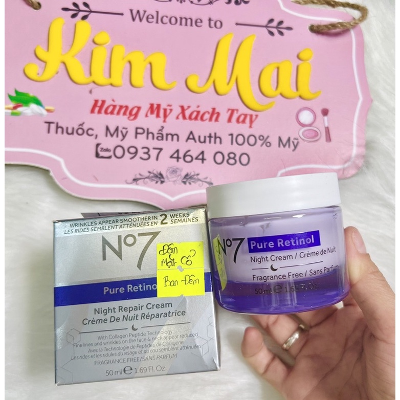 Kem dưỡng da ban đêm No7 Pure Retinol chống lão hóa 50ml