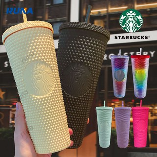 Cốc uống nước có ống hút thiết kế kiểu vỏ sầu riêng họa tiết Starbucks có thể tái sử dụng làm quà tặng độc đáo