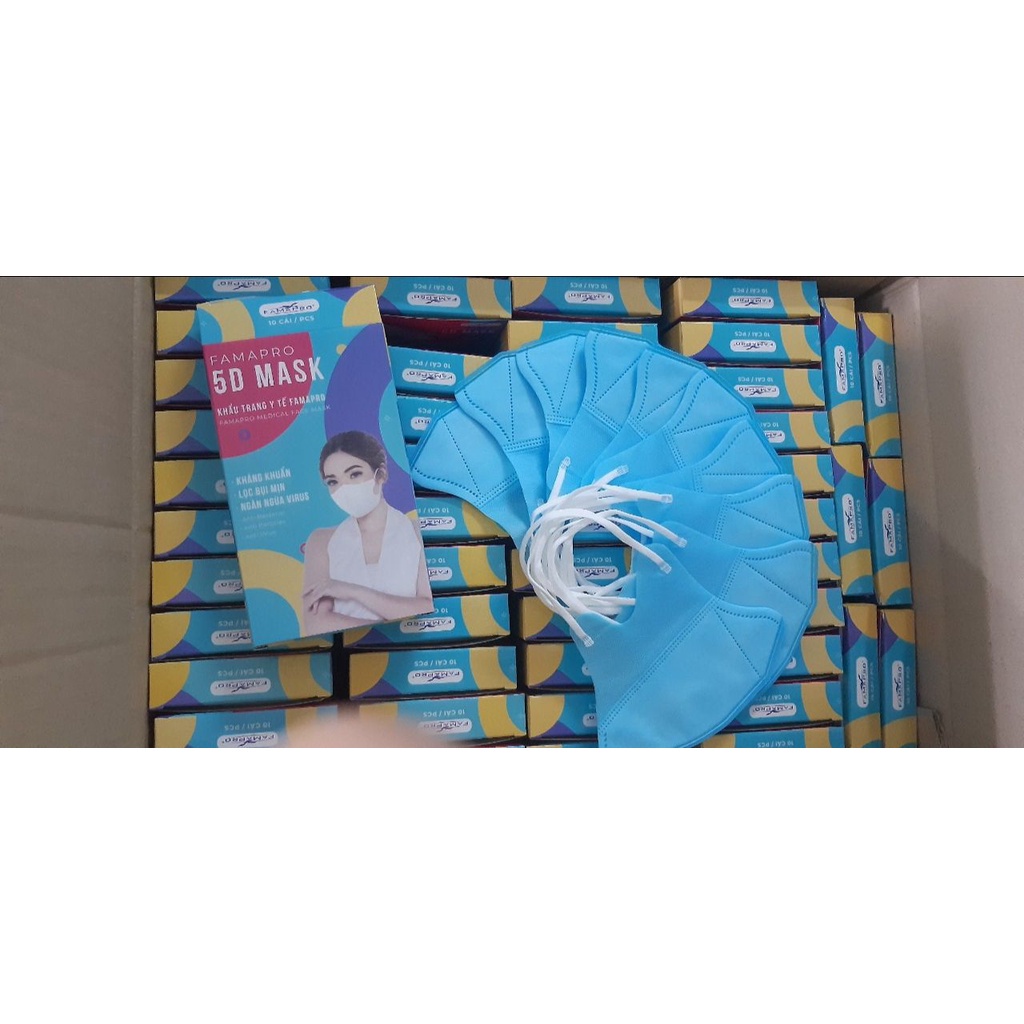 Set 3 hộp 10 cái khẩu trang 5D Nam Anh màu XANH