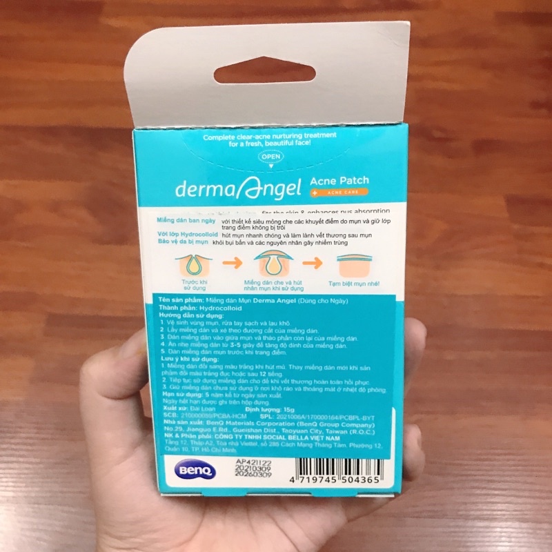 Miếng Dán Mụn Dùng Ban Ngày Derma Angel Acne Patch For Day 12 Miếng