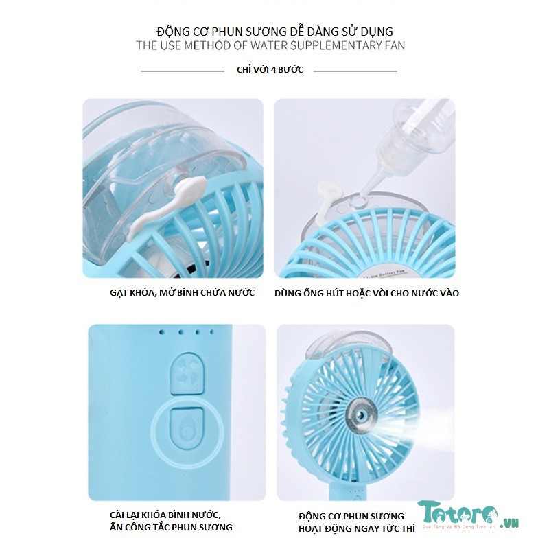 QUẠT PHUN SƯƠNG Cầm Tay Quạt Mini Tích Điện Phun Sương Hơi Nước Tạo Ẩm 1200mAh - QUẠT PHUN SƯƠNG TINH DẦU  - Hàng Chuẩn | BigBuy360 - bigbuy360.vn