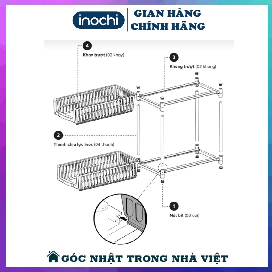 Kệ Đựng Đồ Đa Năng Có Khay Trượt 2 Tầng Dùng Để Gia Vị, Vật Dụng Nhà Tắm Tiên Lợi INCOHI