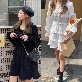 [SIÊU XINH] Váy Thô Bèo Nhún Tiểu Thư Nhún Eo Trắng Đen Cực Xinh Giá Siêu Rẻ (Sỉ từ 5sp bất kì)