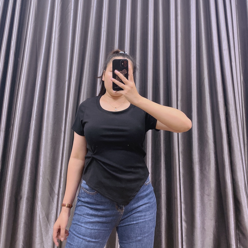 Áo Thun Kiểu Xoắn Bụng Cổ Tròn Bigsize Cô Nhỏ,Áo Phông Kiểu Cổ Tròn Có Size Thun Borib Cao Cấp A45 (HÌNH+VIDEO THẬT)