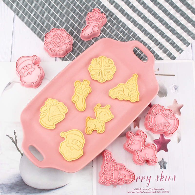 Bộ 6 Khuôn Cắt Bánh Quy Hình Hoạt Hình 3D Trang Trí Giáng Sinh 2023