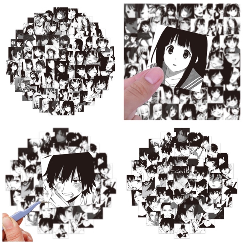 120/60 Miếng Dán Hình Nhân Vật Anime Màu Trắng Đen Dùng Trang Trí