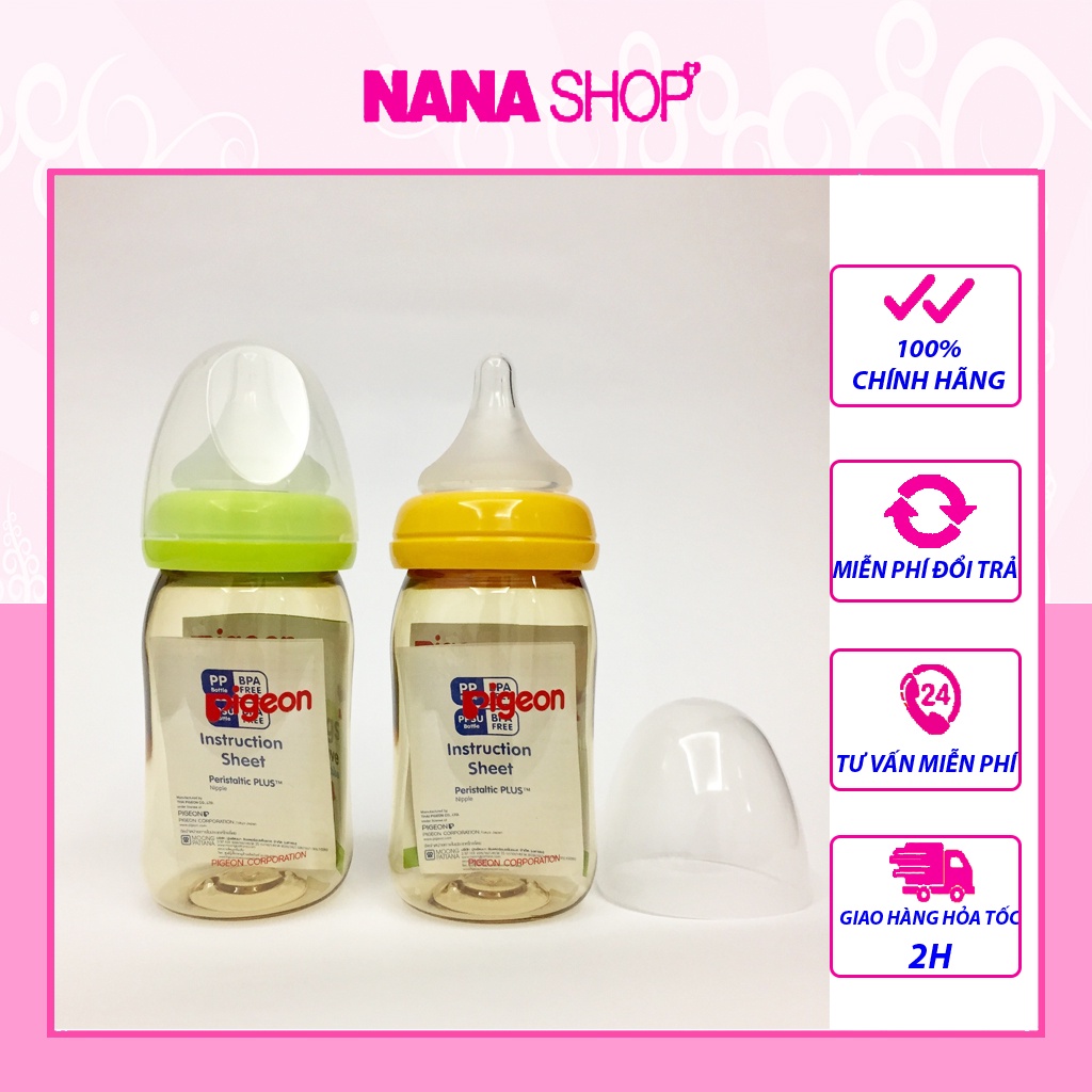 Bình sữa Pigeon nội địa Thái nhựa PPSU cổ rộng 160ml và 240ml