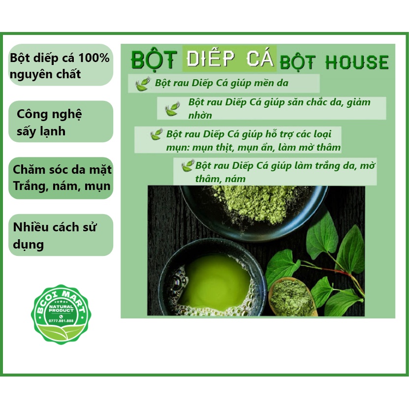 Bột Diếp Cá - Nguyên Chất từ lá 100% - Sấy lạnh - bot diep ca