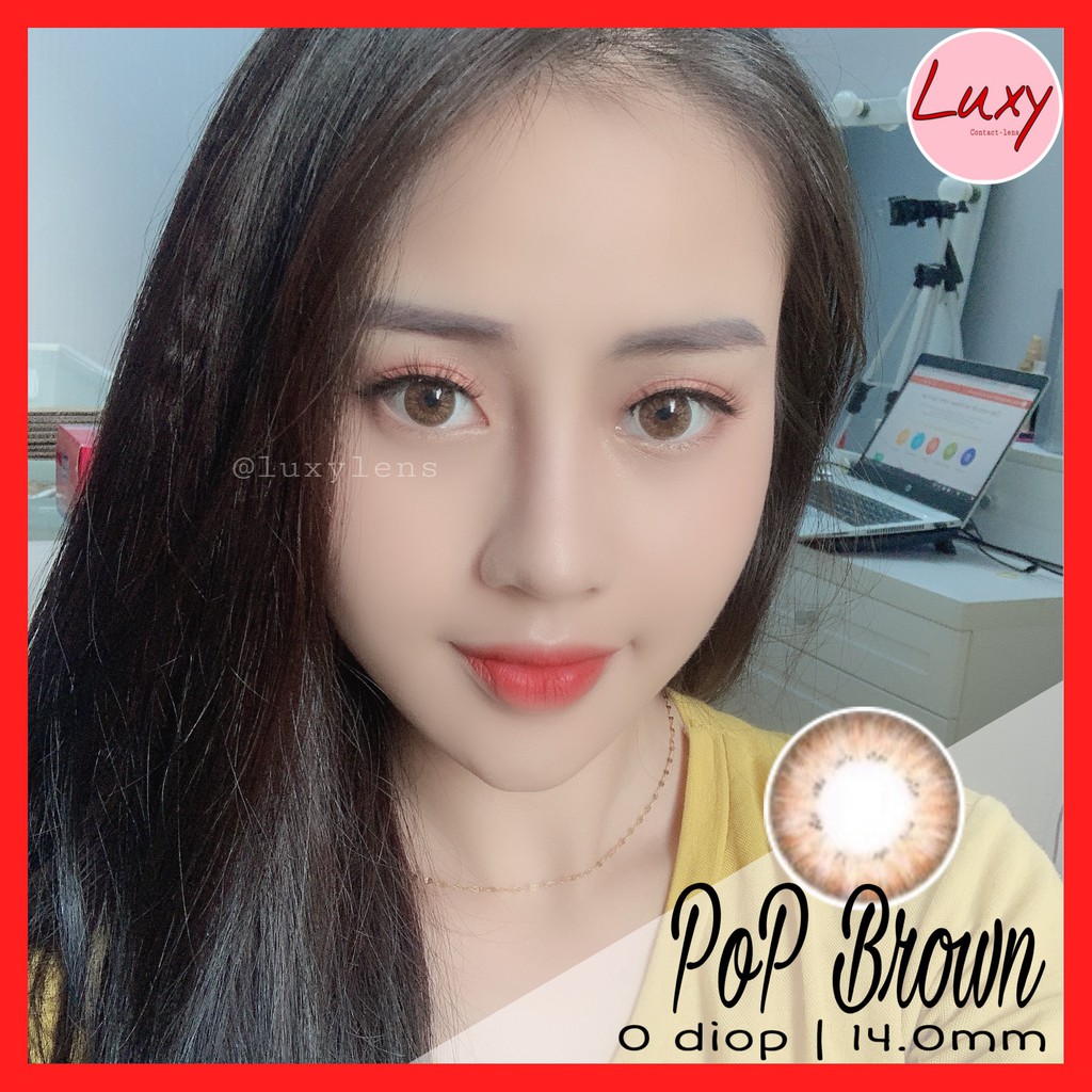 [ Ảnh Thật ] Lens Pop Brown Siêu Hot, Nhập Khẩu Hàn Quốc Chính Hãng - Luxy Lens