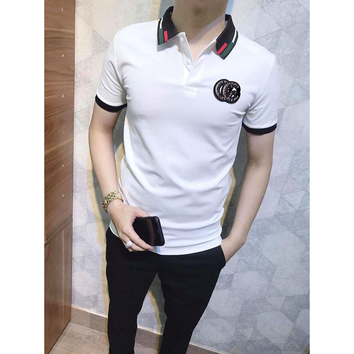 Áo Thun Nam Polo Phối Logo GC Đính Hạt Thời Trang ERINA Chất Vải Mềm Mịn Tạo Cảm Giác Thoải Mái Khi Mắcc