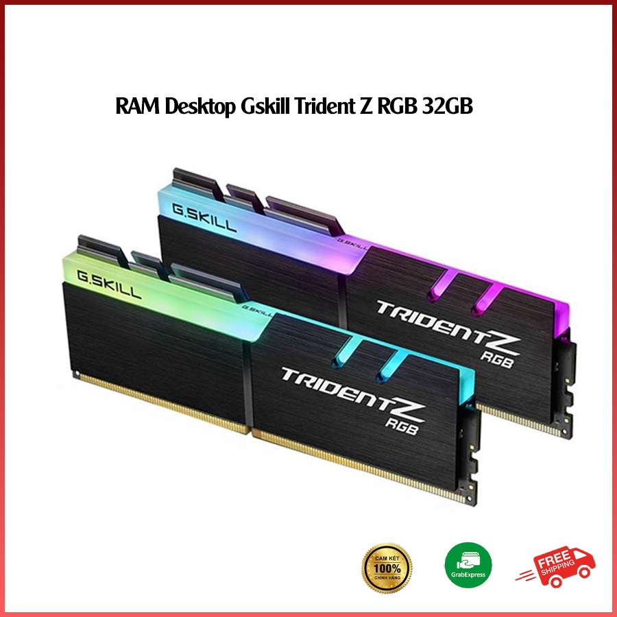 Ram PC RAM Máy Tính Bàn Desktop Gskill Trident Z RGB 32GB (2x16GB) DDR4 3200MHz- Kim Trung Computer