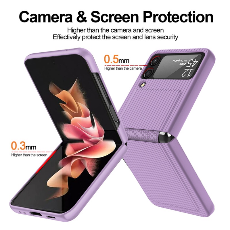 Ốp Điện Thoại Nắp Gập 3 Sọc Bản Lề Chống Sốc Cho Samsung Galaxy Z Flip 3
