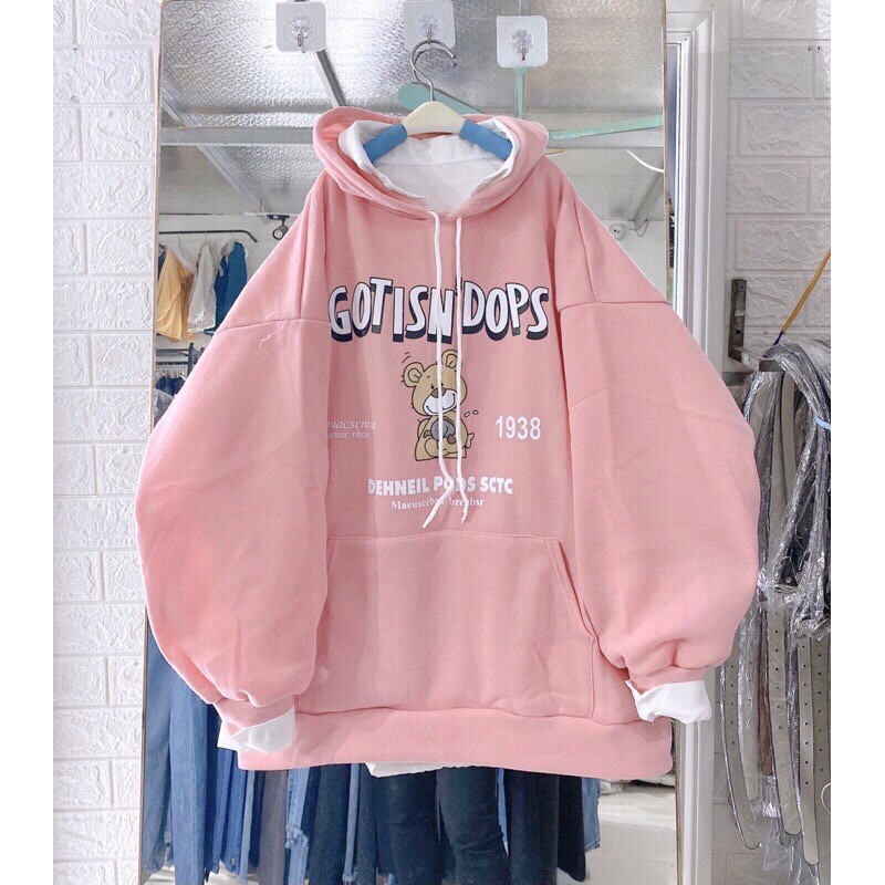 Áo Hoodie Gấu 1938 Dáng Basic 🦋 Áo Nỉ Dáng Rộng Khóa Kéo Kèm Mũ 🦋( Có Ảnh Thật)