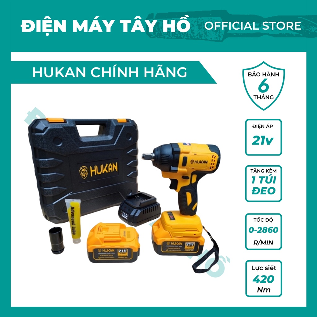 Máy siết mở bu long, bắt vít, khoan đa năng Hukan F80, công suất 420Nm, mở các loại ốc trên 30mm