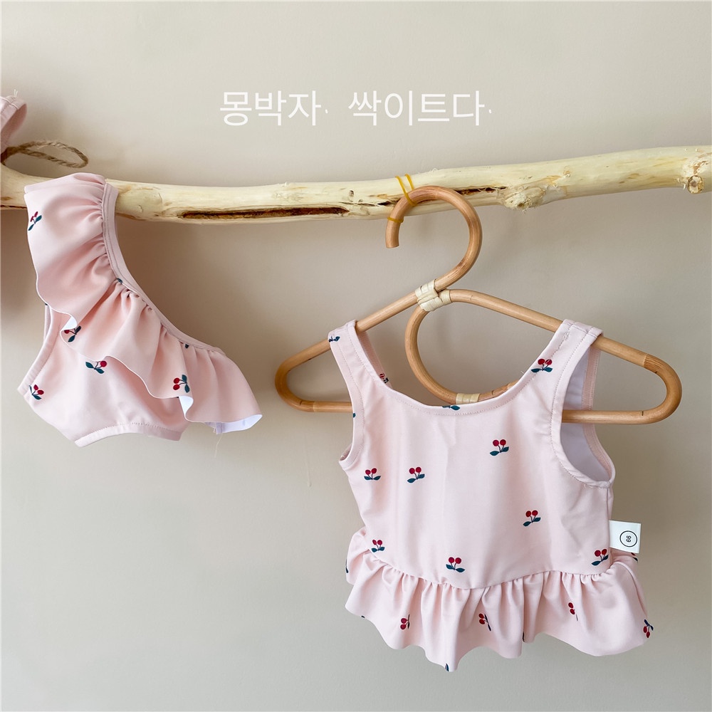 Bộ Đồ Bơi Họa Tiết Cherry Màu Hồng Dễ Thương Cho Bé Gái 0-2 Tuổi