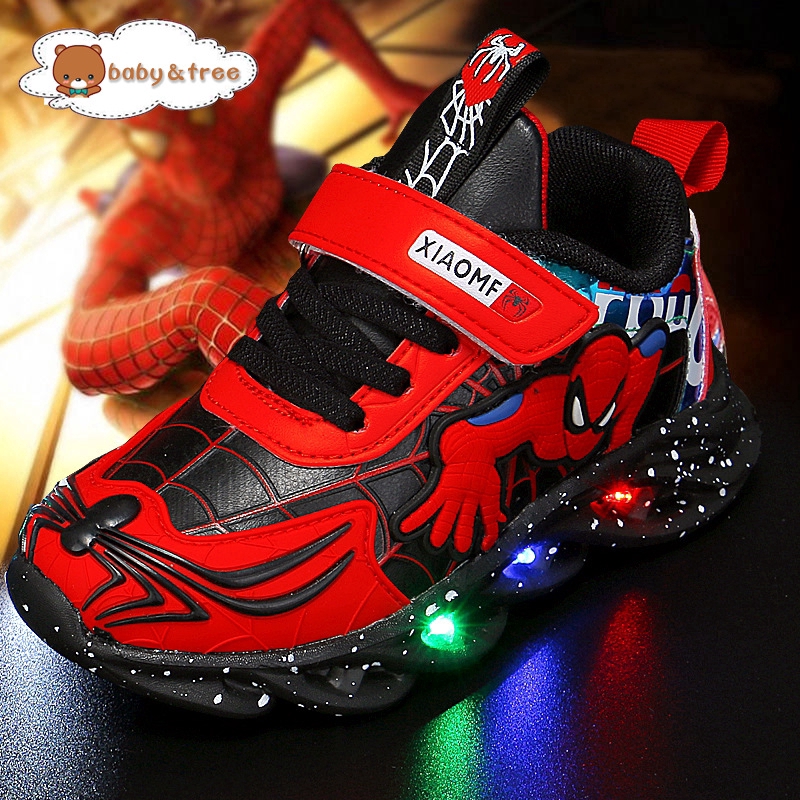 Giày thể thao có đèn LED họa tiết Spiderman thời trang L6256