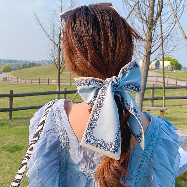 Dây buộc tóc vải lụa satin, thắt nơ cổ buộc tóc nhiều công dụng thời trang kiểu Pháp, June accessories