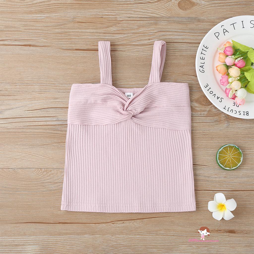 Áo Sát Nách Màu Trơn Phối Nơ Cho Bé 0-3 Tuổi