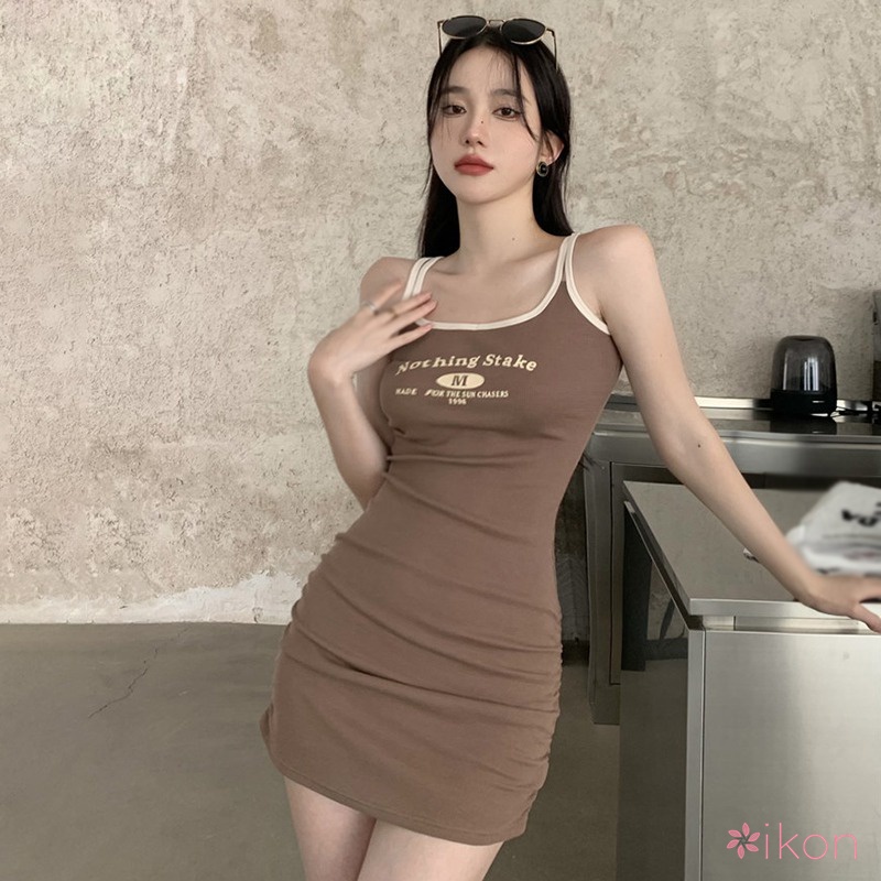 Đầm Dây Nữ In Chữ Quyến Rũ