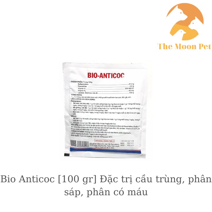 Bio Anticoc [100 gr] Đặc t.rị cầu trùng, phân sáp, phân có máu gà đá, gia cầm