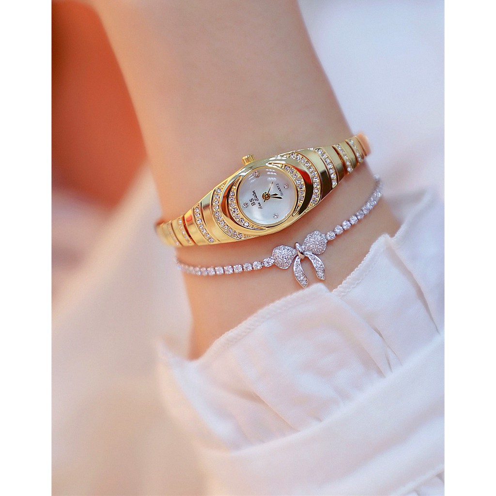 (Quà tặng hot) Đồng hồ lắc tay nữ Bee Sister Mini6 Thời trang Hàn Quốc dây thép không gỉ - Tặng kèm Lắc tay