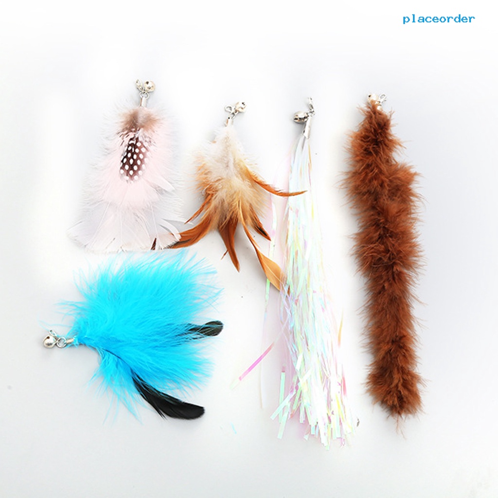 1 Set Đồ Chơi Cần Câu Cá Ba Phần Phối Lông Vũ + 5 Món Thay Thế Dành Cho Mèo Cưng