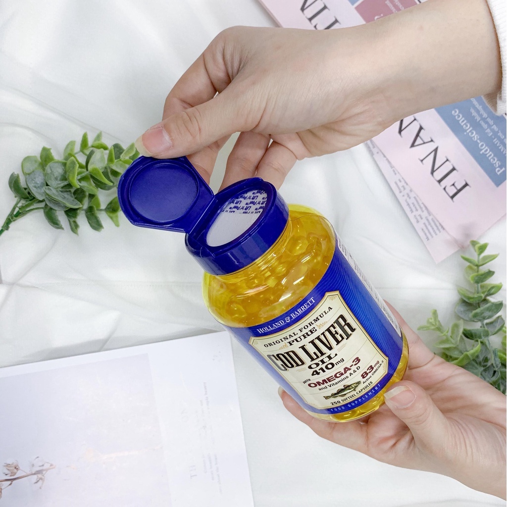 Dầu Gan Cá Tuyết Holland & Barrett Cod Liver Oil 240 Viên 1000mg Bổ Sung Vitamin