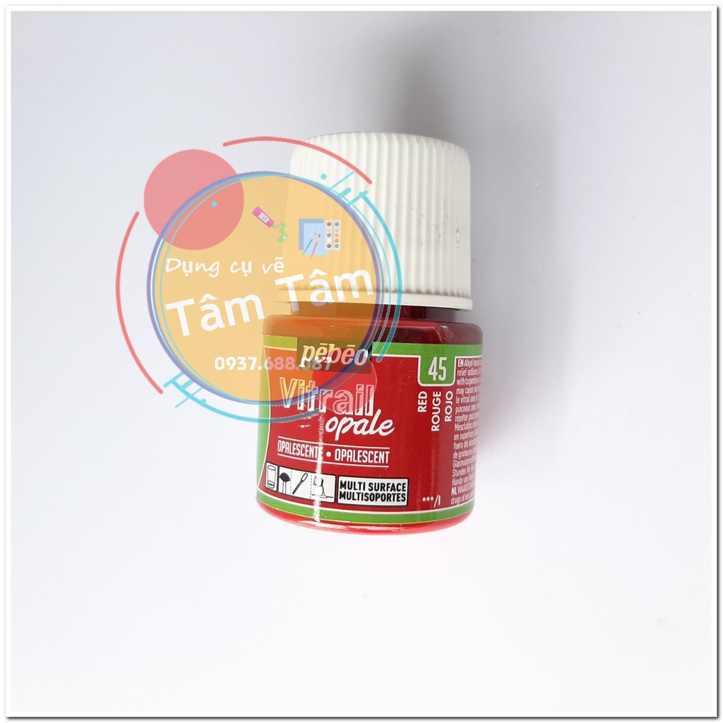 [ TÂM TÂM ]-Màu vẽ Kính, Màu Vitrail, màu Pebeo lần 1/3 dòng Opale (Dòng đục)-