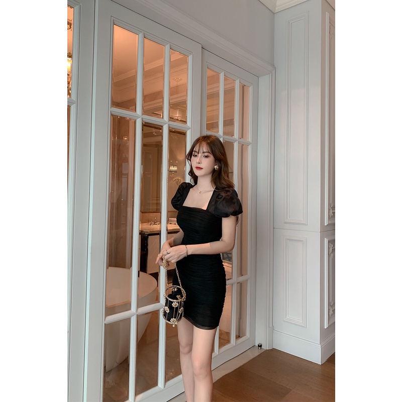 Đầm nữ ZYHT 9201 cổ vuông tay phồng gợi cảm thời trang mùa hè phong cách Âu Mỹ cho nữ