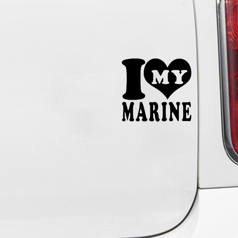 Miếng sticker &quot;I Love My Marine&quot; dán trang trí ô tô chống thấm kích thước 13.4cm x 12cm