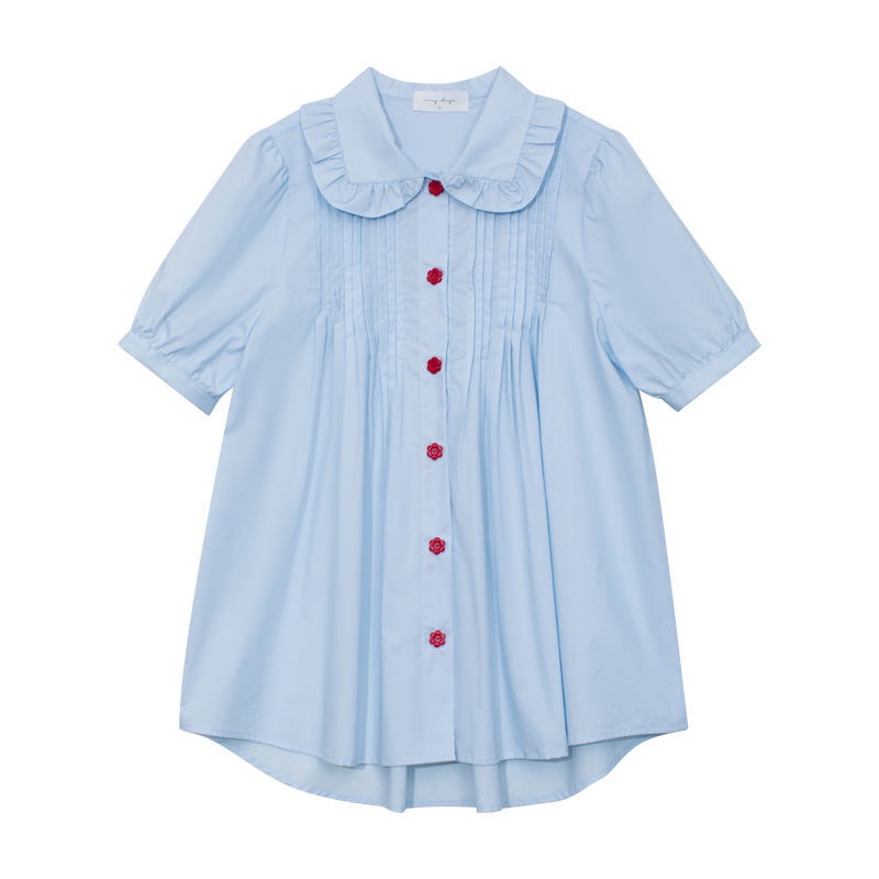 Áo Sơ Mi Tay Ngắn Dáng Rộng Cổ Búp Bê Thiết Kế Mới Ngọt Ngào Thời Trang Mùa Hè Dành Cho Nữ