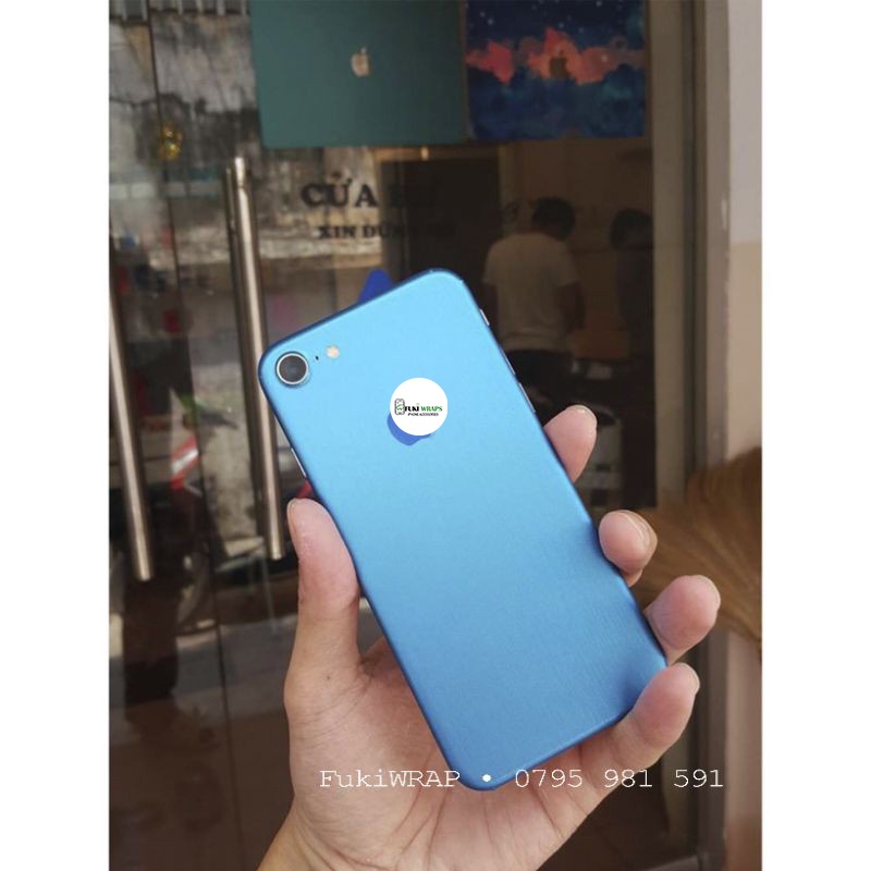 Tấm dán Skin FULL viền Matte Brushed Blue Sky Dành cho 13prm , 12prm , 11prm , x, xs, xr , xsm , 6p , 7p , 8p - FukiShop