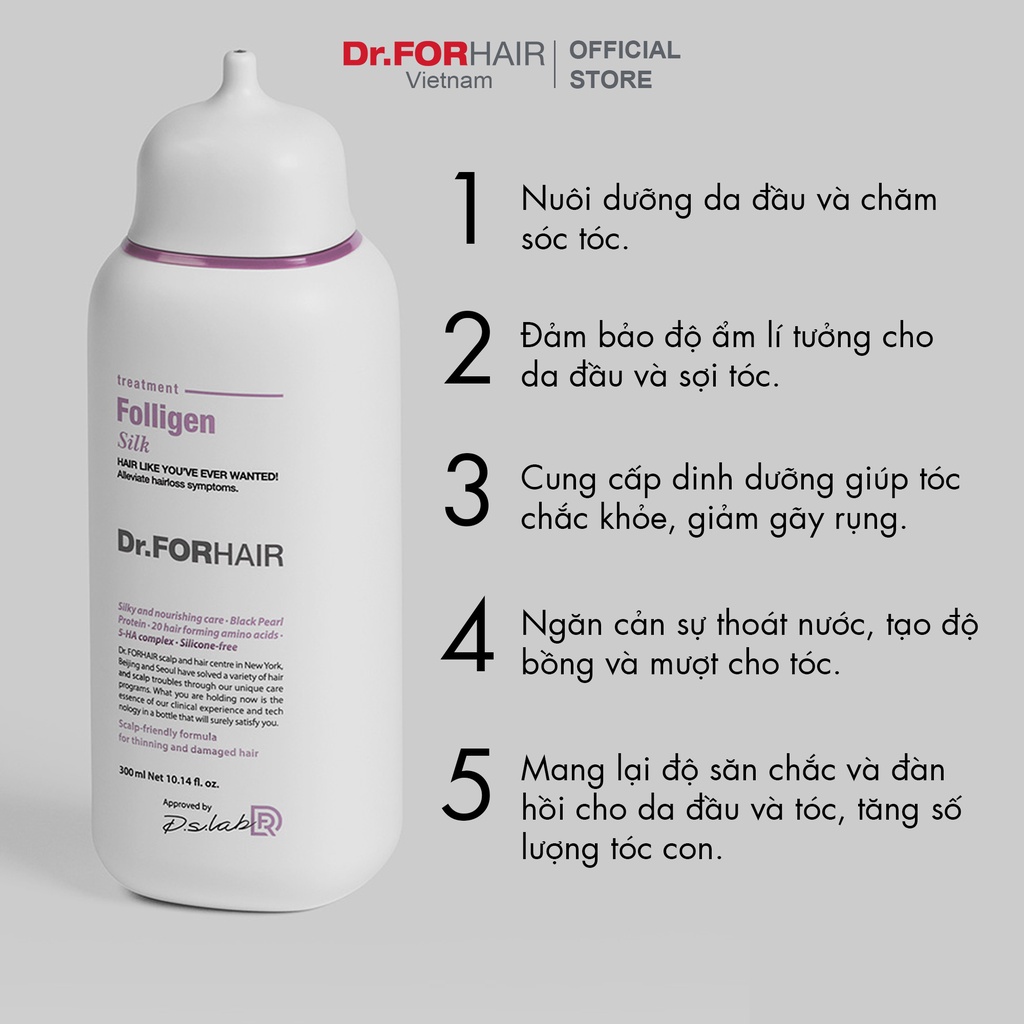 Dầu xả chăm sóc tóc chắc khỏe cải thiện tình trạng rụng tóc Dr. FORHAIR FOLLIGEN SILK TREATMENT 300ml | BigBuy360 - bigbuy360.vn