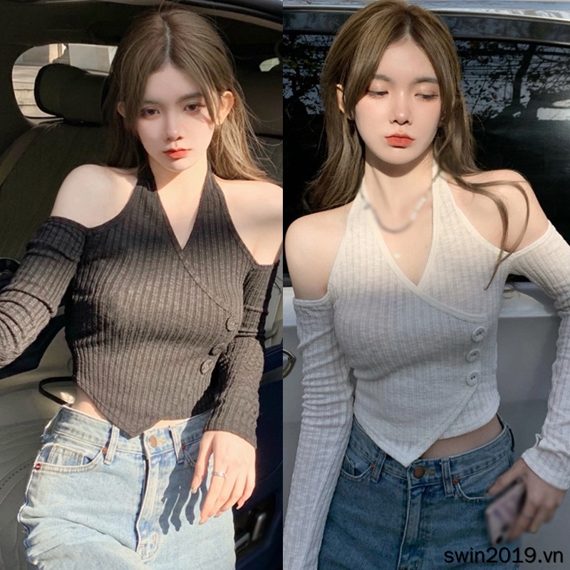 Áo Croptop Trễ Vai Thiết Kế Đơn Giản Hợp Thời Trang