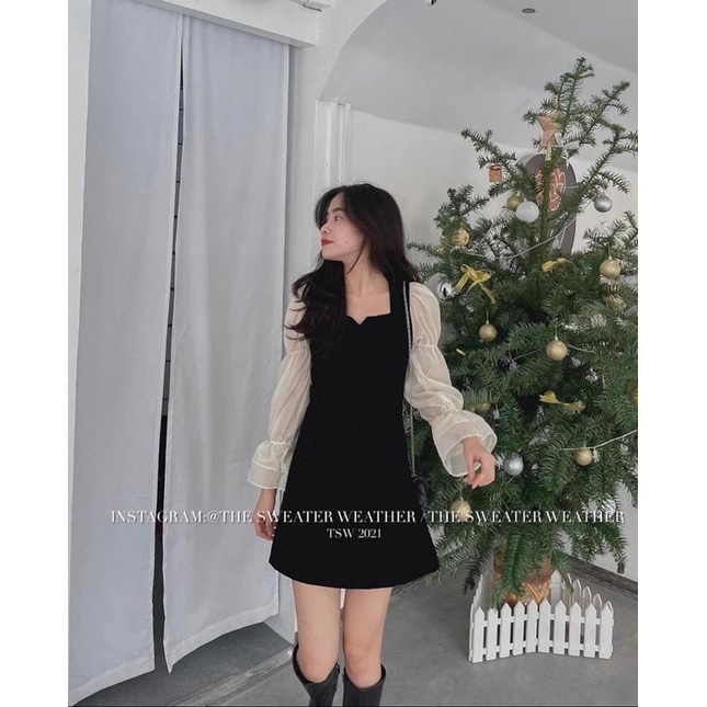 Váy nhung tay bồng size S