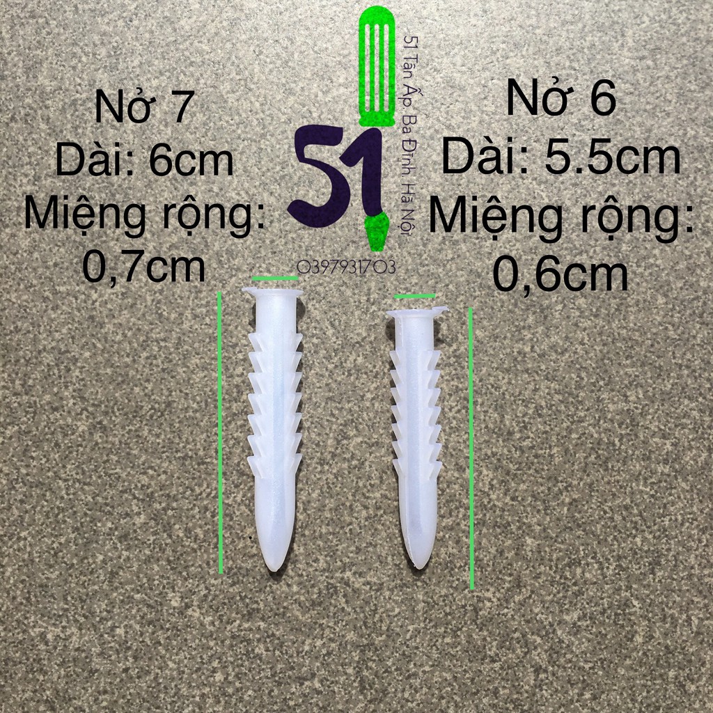 Nở nhựa các cỡ 3 - 4 - 5 - 6 - 7 | Tắc kê nhựa