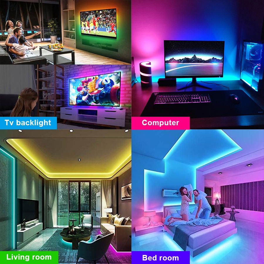 Dây Đèn LED RGB 2835 Bluetooth 5V 1-10M Trang Trí Nhà Ở