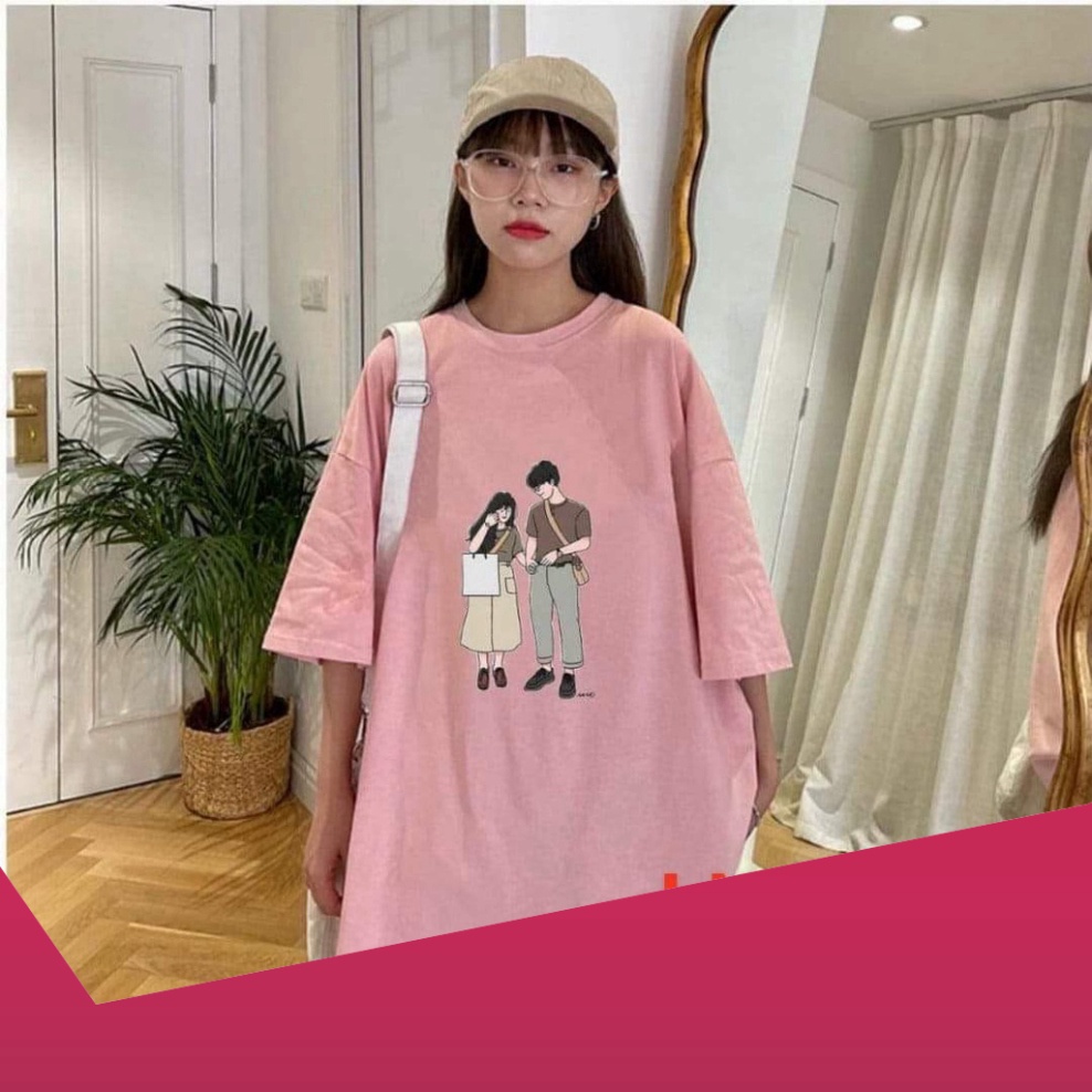 Áo Thun Nam Nữ Tay Lỡ From Rông UNISEX  In Hình Đôi Bạn Siêu Hot Chất Cotton Mịn Đẹp