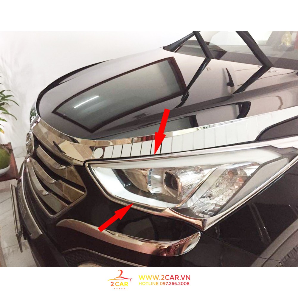 Bộ ốp viền đèn pha, hậu xe Hyundai Santafe 2019 2020 2021 mạ crom cao cấp