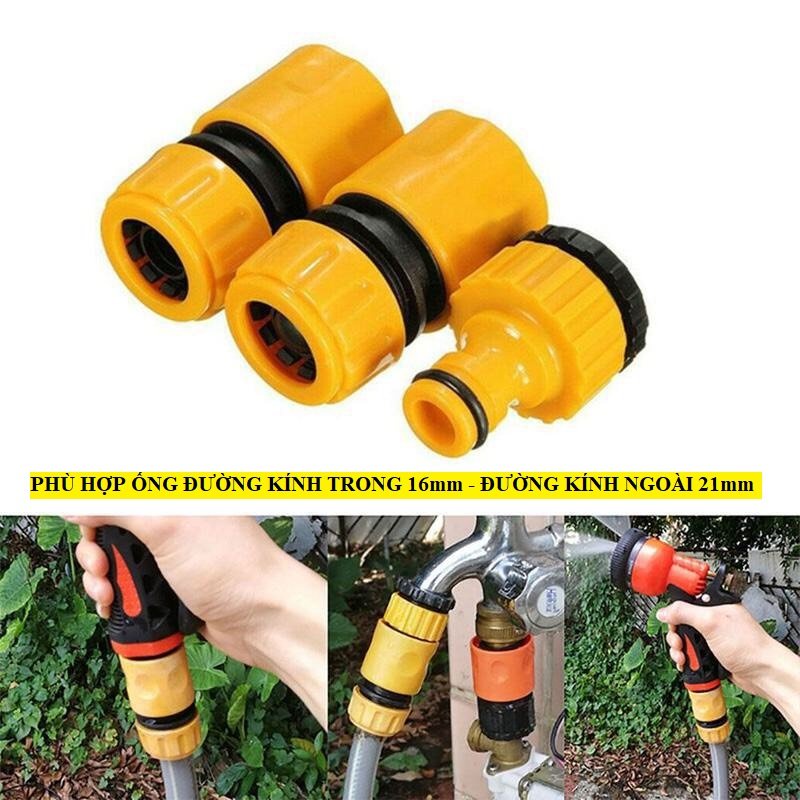 Bộ 3 đầu nối nhanh vòi nước tưới cây, rửa xe - Đầu nối ống nước ( phù hợp cho 3/4 và 1/2 tiêu chuẩn )
