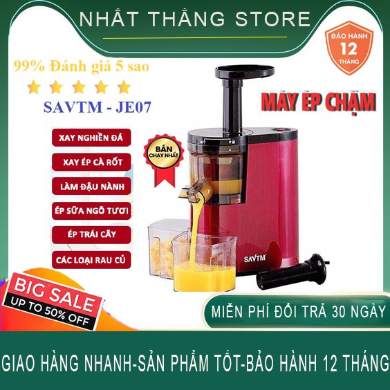 MÁY ÉP CHẬM TỰ ĐỘNG SAVTM JE07 ÉP NƯỚC HOA QUẢ CHÍNH HÃNG 💥[BẢO HÀNH 12 THÁNG]💥