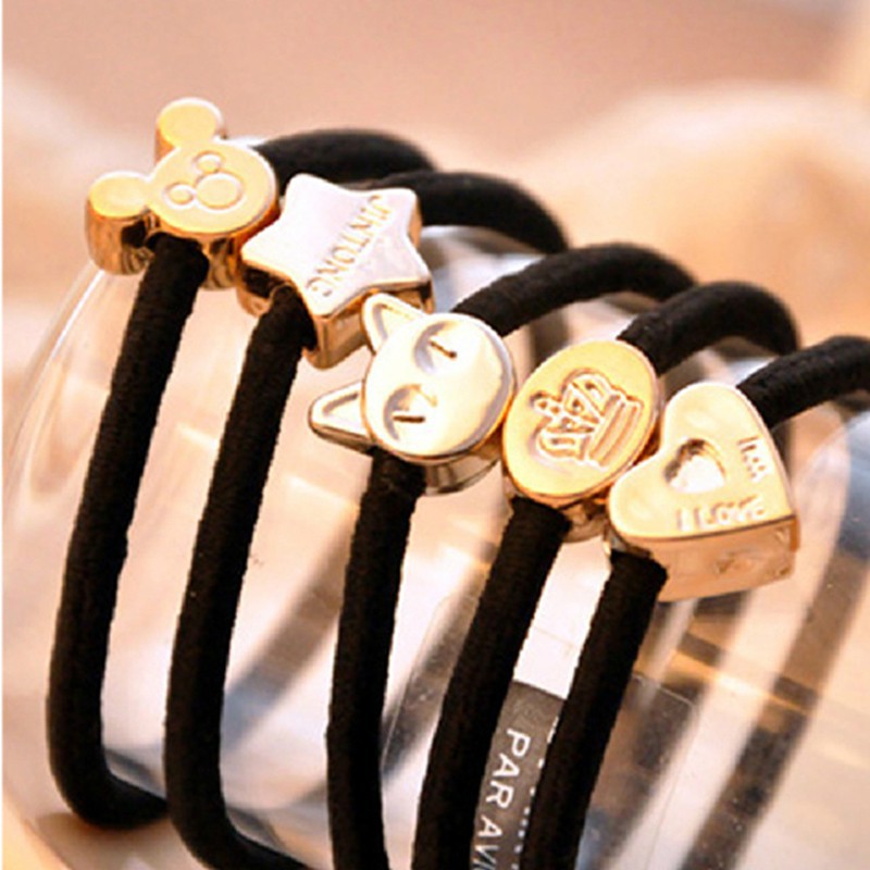 Set 10 thun cột tóc hình dễ thương cho nữ/bé gái