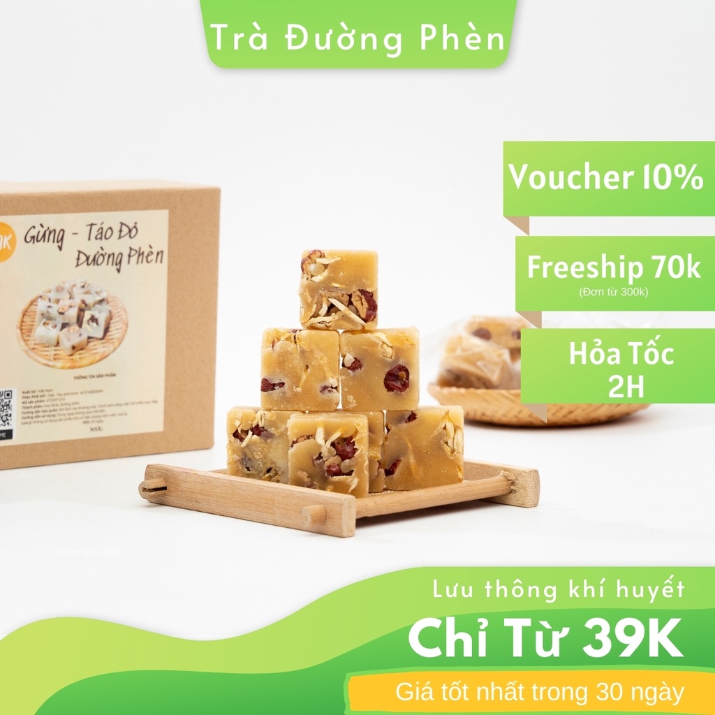 500gr Trà Gừng Táo Đỏ Đường Phèn Dak - Trà Viên Gừng Táo Đỏ Đường Phèn - Làm ấm cơ thể Hỗ trợ lưu thông khí huyết