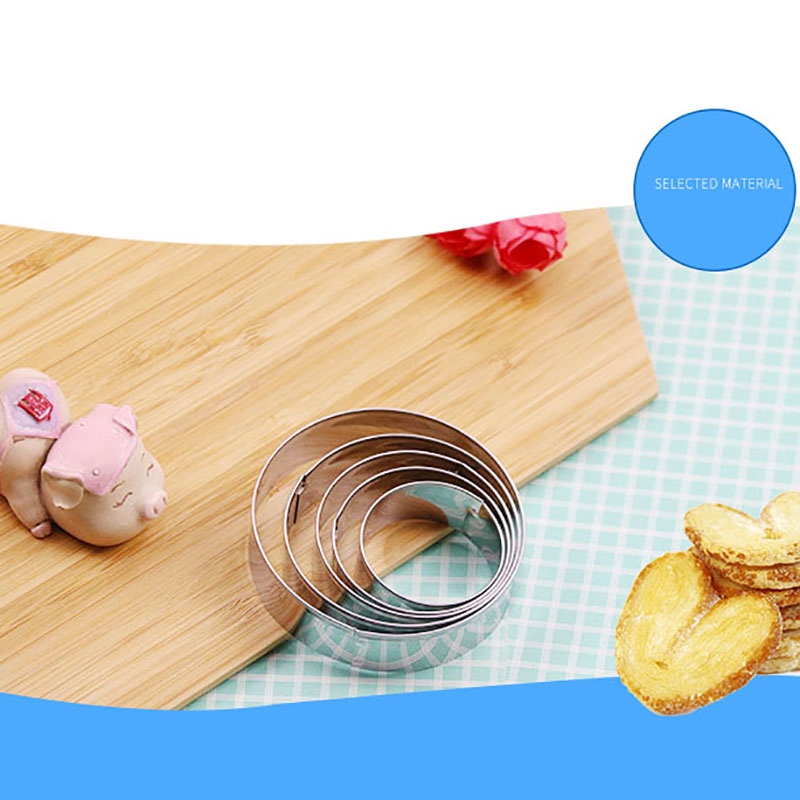 Bộ 5 khuôn tròn inox dùng để tạo hình cho bánh quy tiện lợi