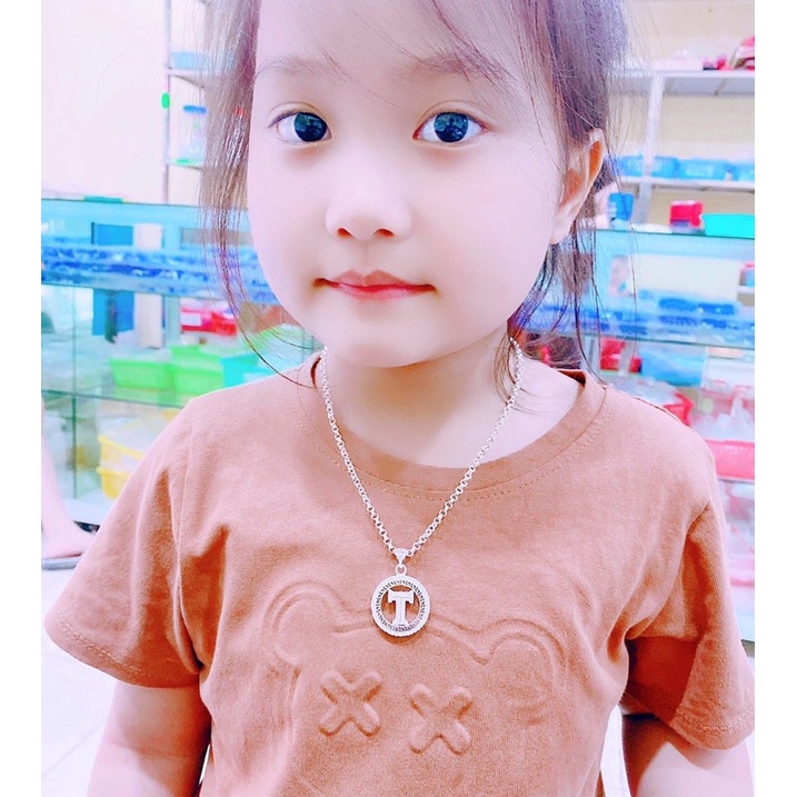 Dây chuyền trẻ em chuẩn bạc đủ chữ cái bé trai hay gái đều đeo xinh Mainomi Shop Bạc Xinh