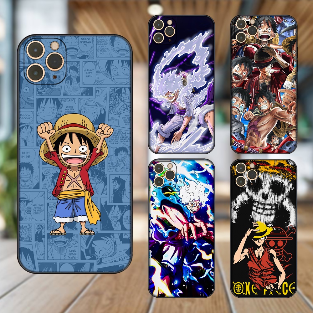 Ốp lưng iPhone 11 Pro Max dẻo đen cạnh vuông in hình Luffy One Piece
