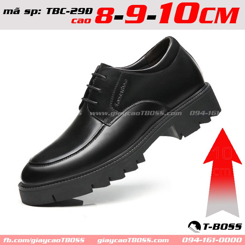 Giày Công Sở độn đế t-Boss cao 8cm - 9cm - 10cm, Da bò cao cấp; TBC-29Đ