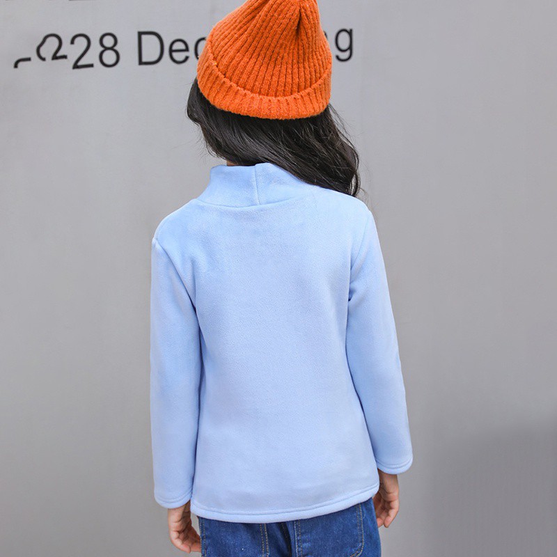 Áo Thun Cổ Lọ Tay Dài Màu Trơn Thời Trang Cho Bé